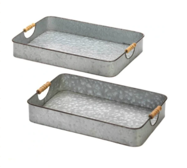Galvanized Serving Tray Set