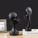 African Woman Black Resin Statue